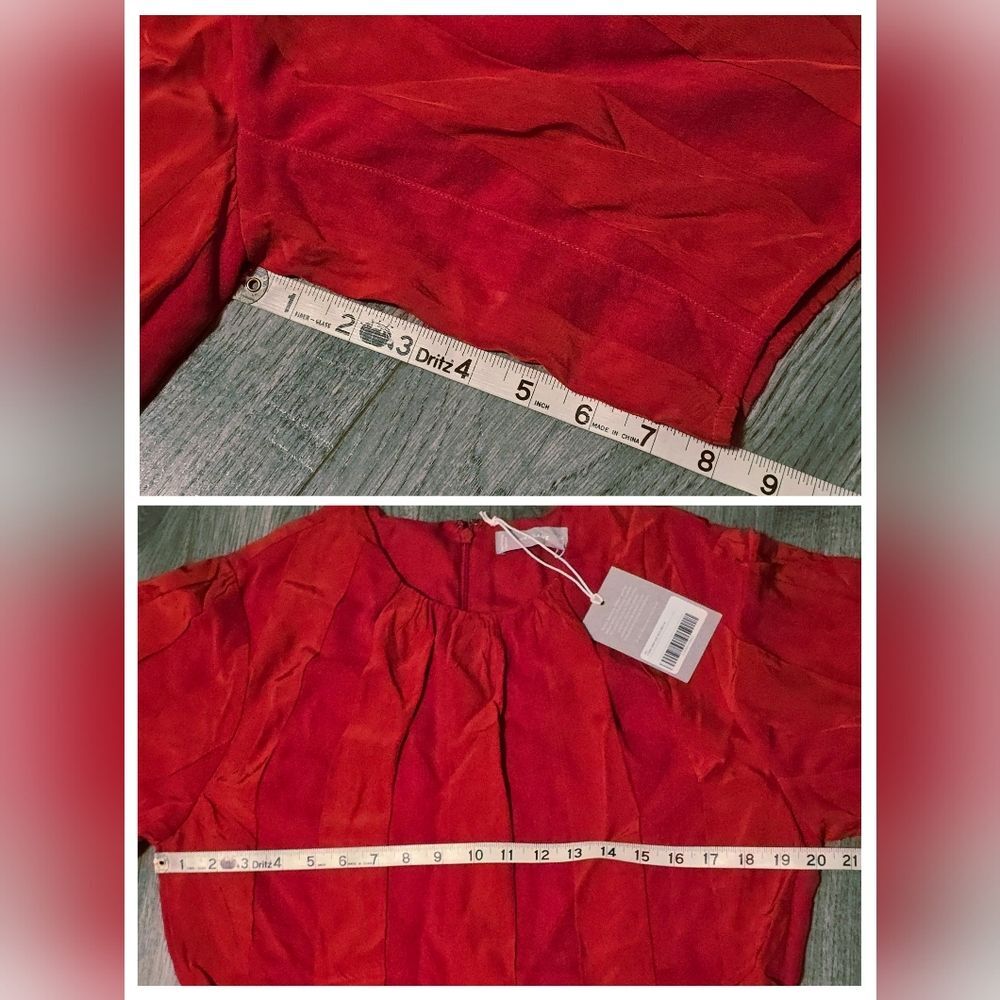 Everlane The City Stripe Ruched Dress in Haute Red NWT Size 14 - Picture 7 of 8
